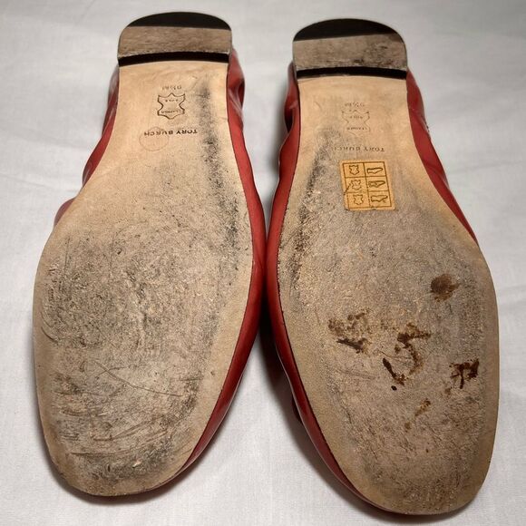 Tory Burch Pink Flower Ballet Flats Size 9 1/2 Patent Leather - Picture 7 of 11